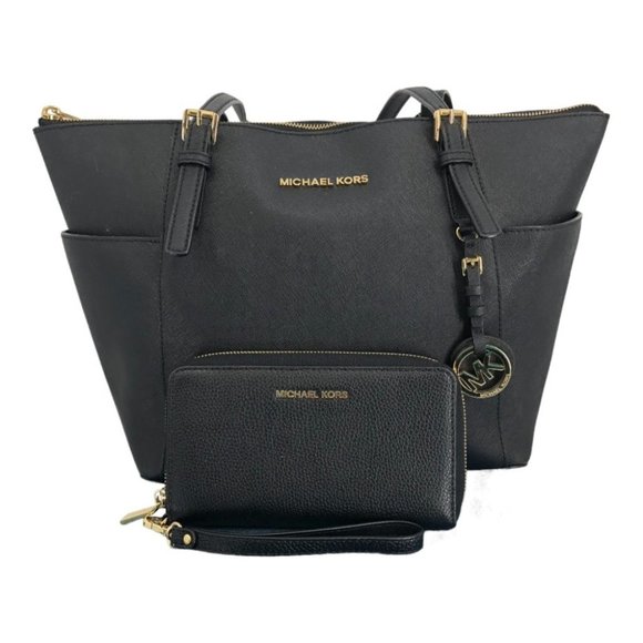Michael Kors black classic Jet Set Saffiano leather tote bag & matching wallet - Picture 2 of 16